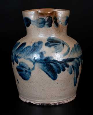 Remmey, Philadelphia Stoneware Pitcher w/ Elaborate Floral Decoration