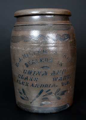 E.J. MILLER & SON / ALEXANDRIA, VA Cobalt-Decorated Stoneware Advertising Jar