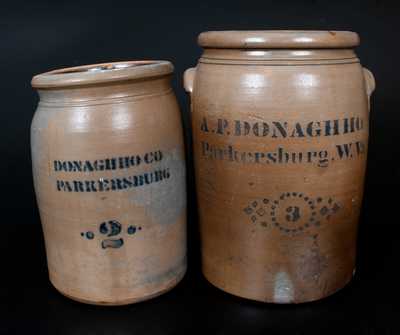 Two Donaghho, Parkersburg, WV Stoneware Jars, late 19th century