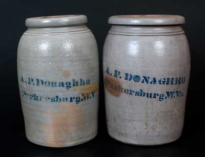Two A.P. Donaghho, Parkersburg, WV Stoneware Jars, circa 1880