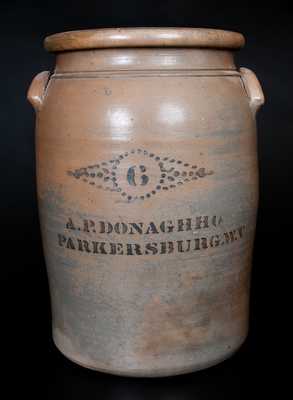 Six-Gallon A.P. DONAGHHO / PARKERSBURG, W.V. Stoneware Jar