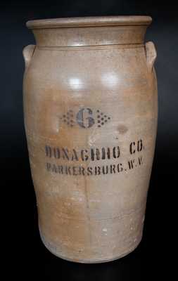 Six-Gallon DONAGHHO CO. / PARKERSBURG, W.V. Stoneware Churn