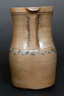 Unusual West Virginia Cobalt-Decorated Stoneware Pitcher