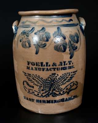 Rare FOELL & ALT EAST BIRMINGHAM, PA Four-Gallon Eagle Crock