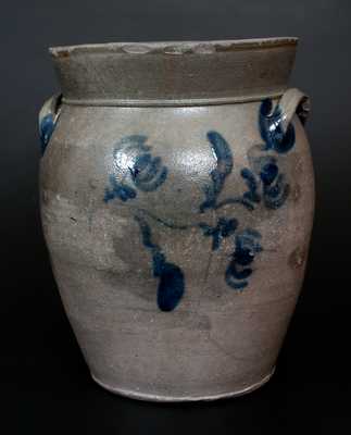 Three-Gallon Huntingdon County, PA Stoneware Jar w/ Cobalt Floral Decoration
