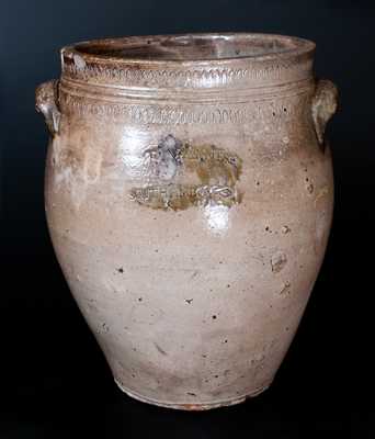 Rare T WARNE. Co / SOUTH AMBOY Four-Gallon Stoneware Jar, c1797-1805