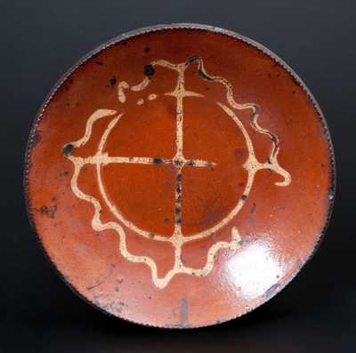Slip-Decorated Huntington, Long Island, NY Redware Plate