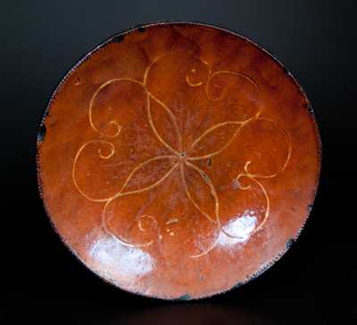 Huntington, Long Island Slip-Decorated Redware Plate