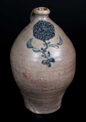 Rare  Northeastern U.S. Ovoid Stoneware Jug w/ Incised Floral Decoration