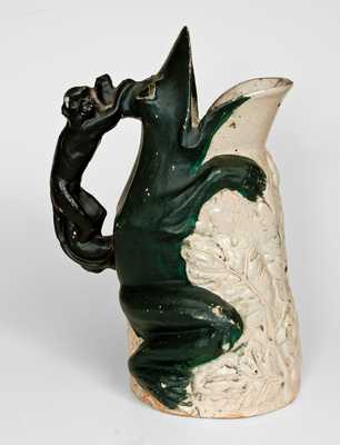 Very Rare Anna Pottery Frog Pitcher with Monkey Handle