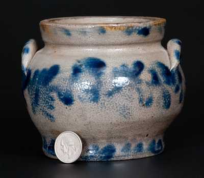 Very Rare Remmey, Philadelphia Stoneware Sugar Bowl w/ Profuse Cobalt Floral Decoration