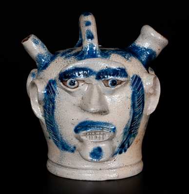 Exceedingly Rare & Important Remmey, Philadelphia Stoneware Face Jug