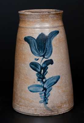 Fine attrib. A. & W. Boughner, Greensboro, PA Stoneware Canning Jar w/ Bold Cobalt Tulip Decoration