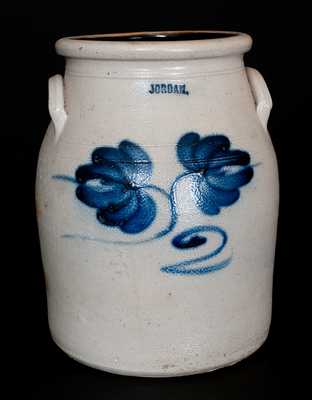 Rare JORDAN (NY) Stoneware Jar with Cobalt Floral Decoration