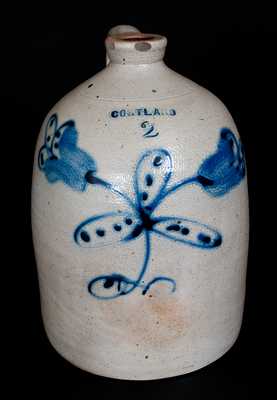CORTLAND Stoneware Jug with Cobalt Floral Decoration