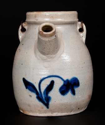 Stoneware Batter Pail with Cobalt Floral Decoration