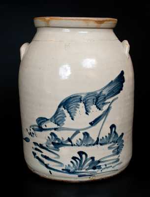 Rare Five-Gallon Elaborate Chicken Crock, attrib. Fulper Pottery, Flemington, NJ