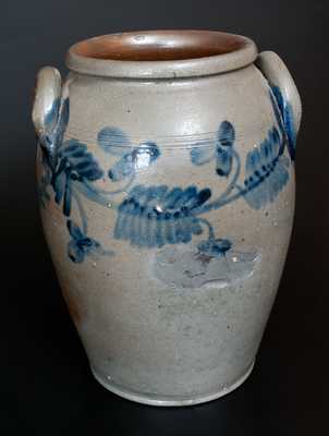 Remmey, Philadelphia Ovoid Stoneware Jar with Cobalt Floral Decoration, c1830