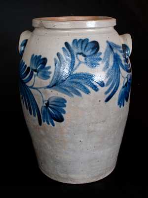 Four-Gallon Stoneware Jar with Elaborate Cobalt Floral Decoration, Baltimore, circa 1845