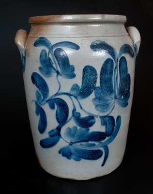Stoneware Jar with Elaborate Cobalt Floral Decoration att. Beaver, PA