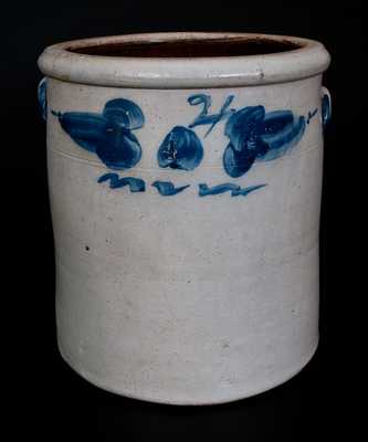 Midwestern Stoneware Crock with Cobalt Floral Decoration