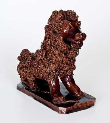 Very Rare Redware Dog with Elaborate Coleslaw Fur att. Anthony Baecher