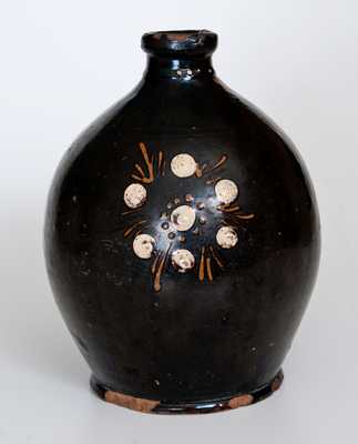 Redware Jug with Multi-Colored Slip Flower Head and Line Decoration att. Alamance County, NC