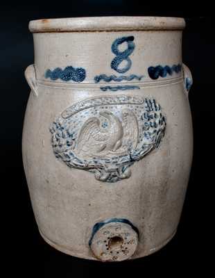 Rare Eight-Gallon Ohio Stoneware Water Cooler with Molded Eagle