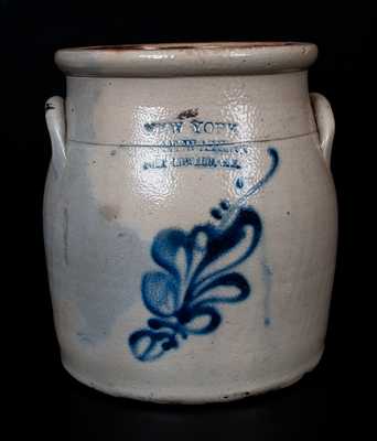 NEW YORK / STONEWARE CO / FORT EDWARD, N.Y. Stoneware Jar with Cobalt Foliate Decoration