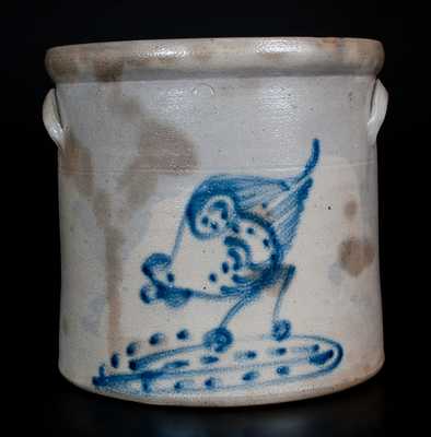 Three-Gallon Stoneware Chicken Pecking Corn Crock, attrib. Brady & Ryan, Ellenville, NY