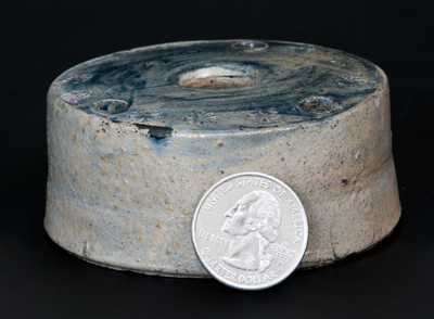 Small-Sized Stoneware Inkwell with Impressed Asterisks and Cobalt Top, probably New York