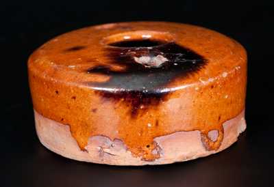 Small-Sized Redware Inkwell with Manganese Splotches