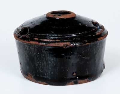 Small-Sized Redware Inkwell with Domed Top