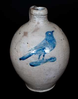 Rare Manhattan Stoneware Jug with Incised Bird Decoration, Crolius or Remmey Family, c1800