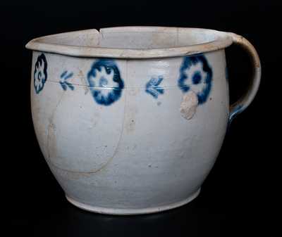 Rare Baltimore Stoneware Chamberpot with Slip-Trailed Floral Decoration att. Morgan / Amoss