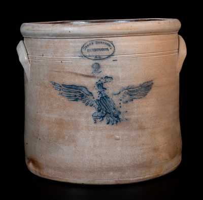 Scarce BROWN BROTHERS/ HUNTINGTON / L.I. Stoneware Crock w/ Stenciled Eagle Decoration