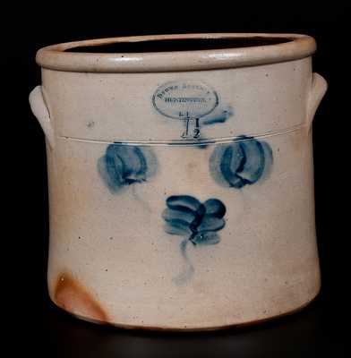 BROWN BROTHERS/ HUNTINGTON / L.I. Stoneware Crock with Floral Decoration