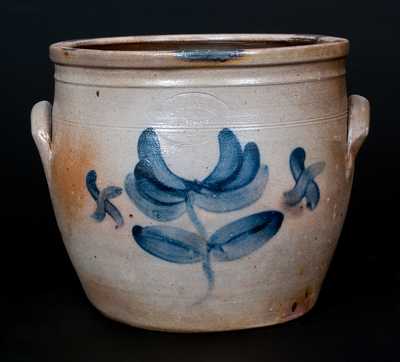 Scarce F. J. CAIRE / Huntington / L.I. Stoneware Jar with Floral Decoration