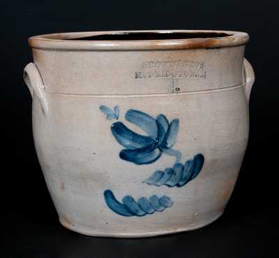 1 1/2 Gal. BROWN & BROS. / HUNTINGTON, L.I. Stoneware Jar with Floral Decoration