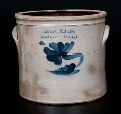 One-Gallon BROWN & BROS. / HUNTINGTON, L.I. Stoneware Jar with Floral Decoration
