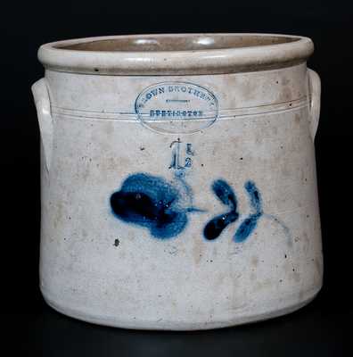 BROWN BROTHERS/ HUNTINGTON / L.I. Stoneware Crock with Floral Decoration