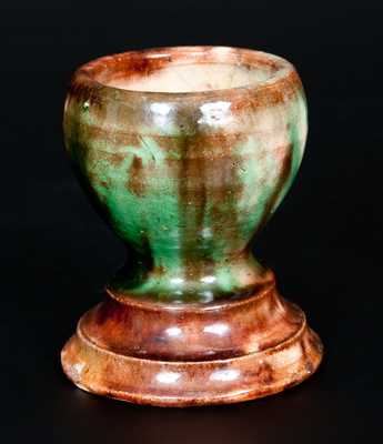 Multi-Glazed Redware Egg Cup, Strasburg, VA, circa 1890