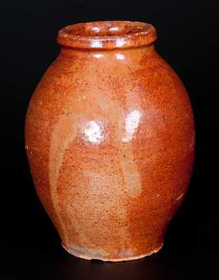 Small-Sized Glazed Redware Jar, Maine origin, second quarter 19th century