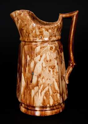 Extremely Rare O. V. LEWIS / GREENWICH Rockingham Ware Pitcher, Greenwich, NY
