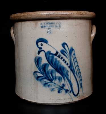 F. B. NORTON & CO. / WORCESTER, MASS. Stoneware Crock with Parrot Decoration
