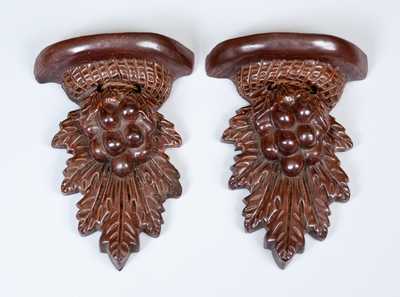 Unusual Pair of Stoneware Wall Sconces, English or Midwestern U.S., late 19th century