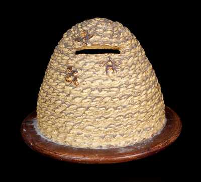 Cold-Painted Redware Bank in the Form of a Bee Skep