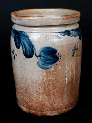 JOHN BELL / WAYNESBORO Stoneware Jar w/ Vibrant Tulip Decoration and Crosses