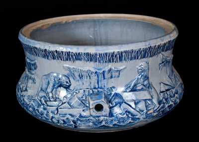 Rare attrib. Robinson Clay Works Large-Sized Stoneware Basin or Foot Bath w/ Polar Bear Scene