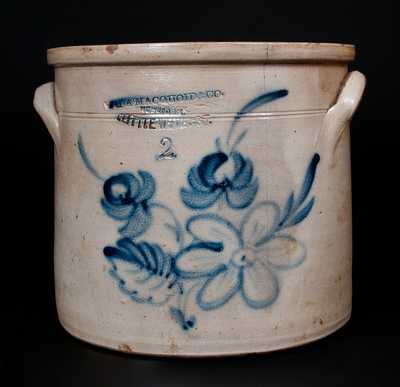 WM. A. MACQUOID & CO / NEW-YORK / LITTLE Wst 12th ST. Two-Gallon Stoneware Crock